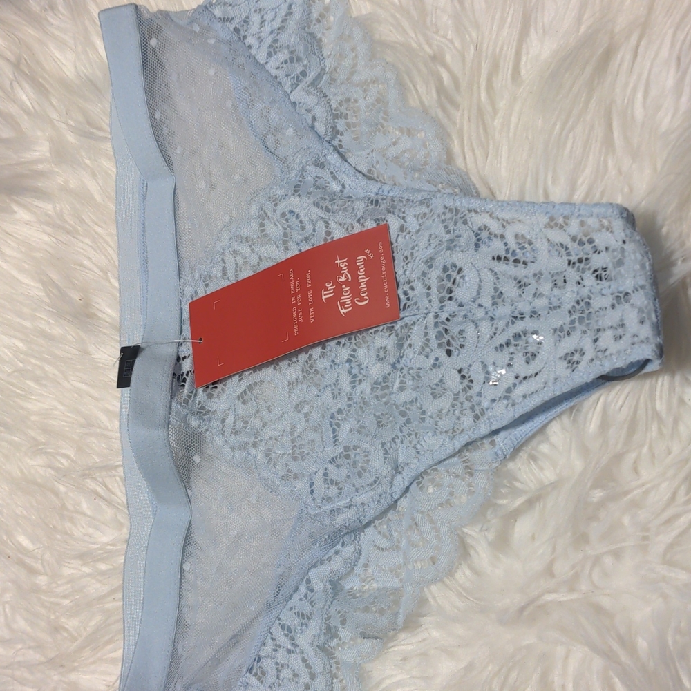 Tutti rouge Eva lace and spot mesh mix brief in Ballard blue